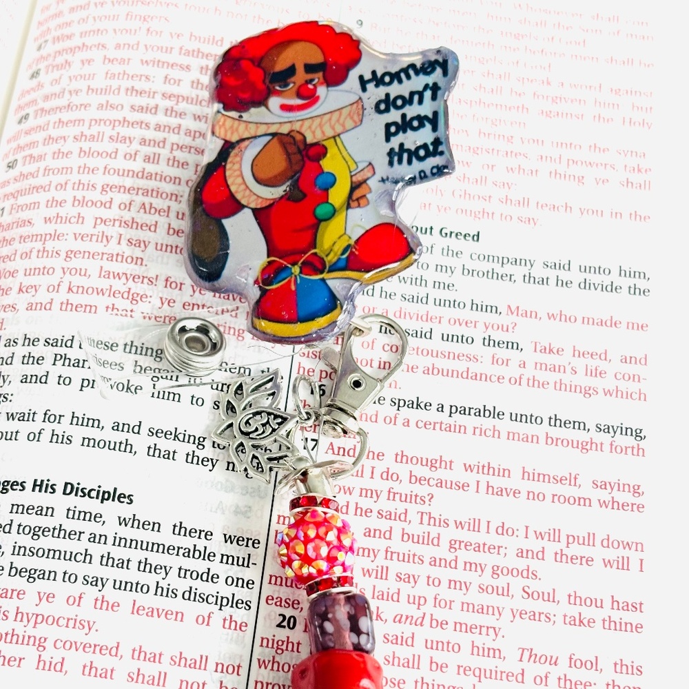 Handmade Homie don’t play that Work badge keychain with beads